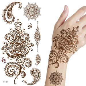 Supperb Temporary Tattoos - Inspired Henna Mehndi Design, Henna Style Tattoos